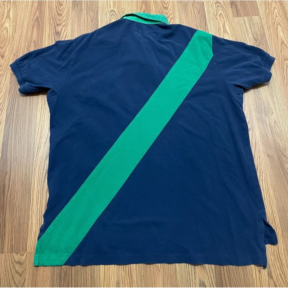 Polo Ralph Lauren Polo Shirt Mens Extra Large Diagonal Sash Multi Pony Navy